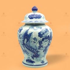 Bình Chóe Ngâm Rượu Men Lam Sen Cá